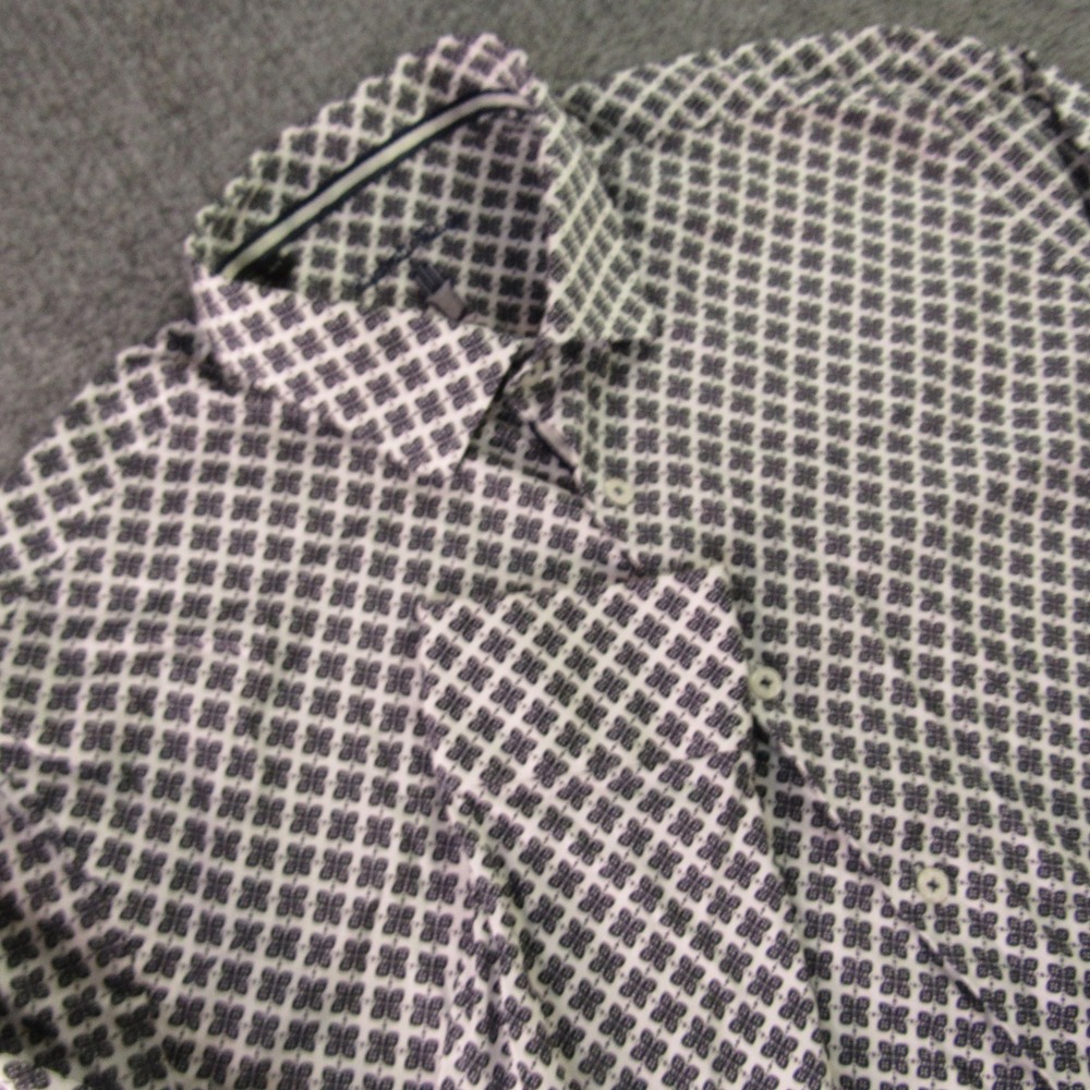 Visconti Black Shirt Mens Large Tall LT Geometric Medallion Moroccan Button Down